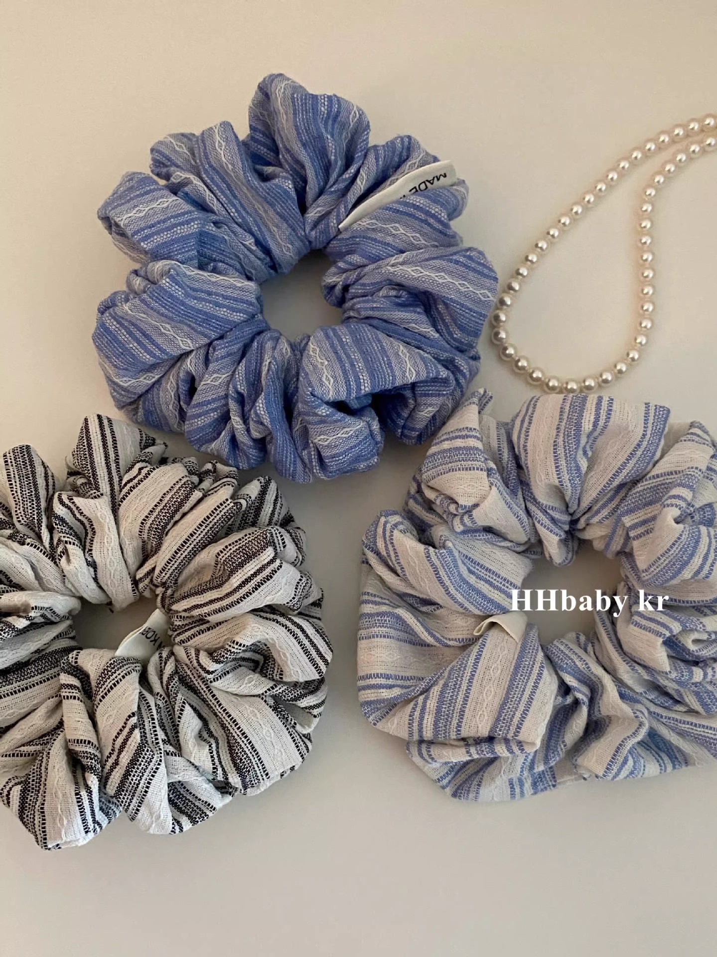 Korean style colorful striped large intestine hair band female Internet celebrity 2025 new summer high-J-look bun hair rope accessory pic 2