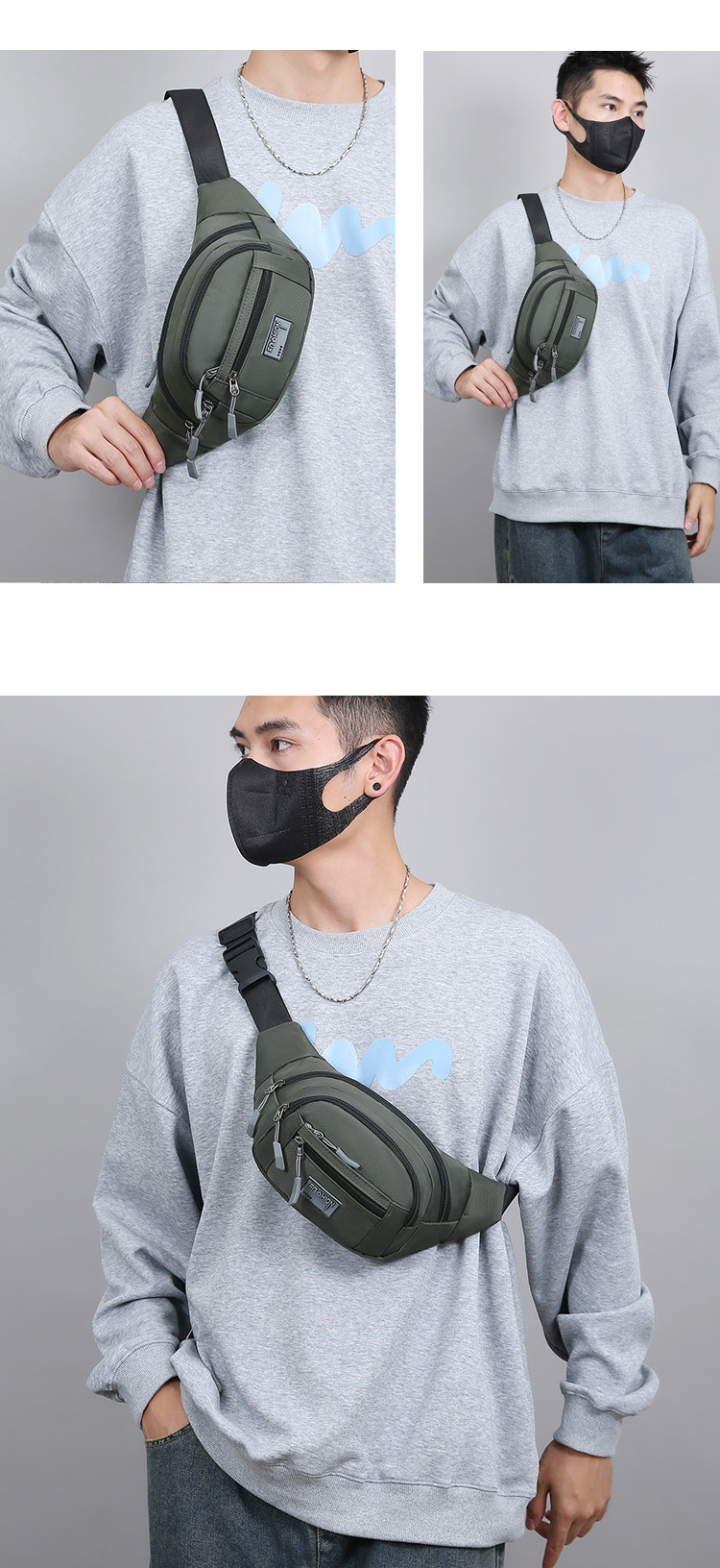 休闲户外运动多功能登山腰包简约便携防水耐磨单肩斜挎胸包专跨境详情21
