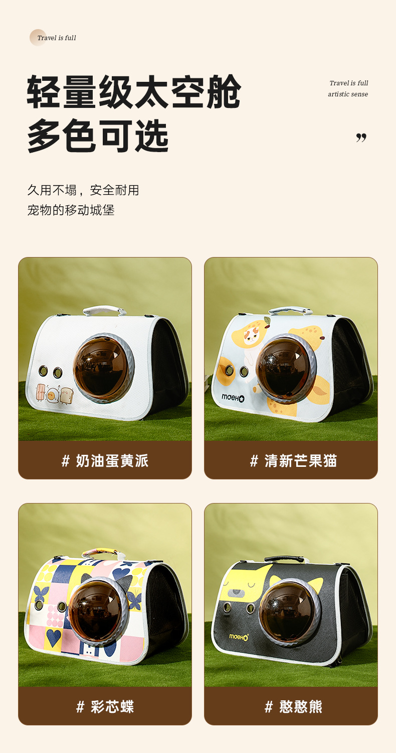 宠物便携太空舱外带猫包手提可折叠单肩包外出背包卡通猫咪狗包包详情15