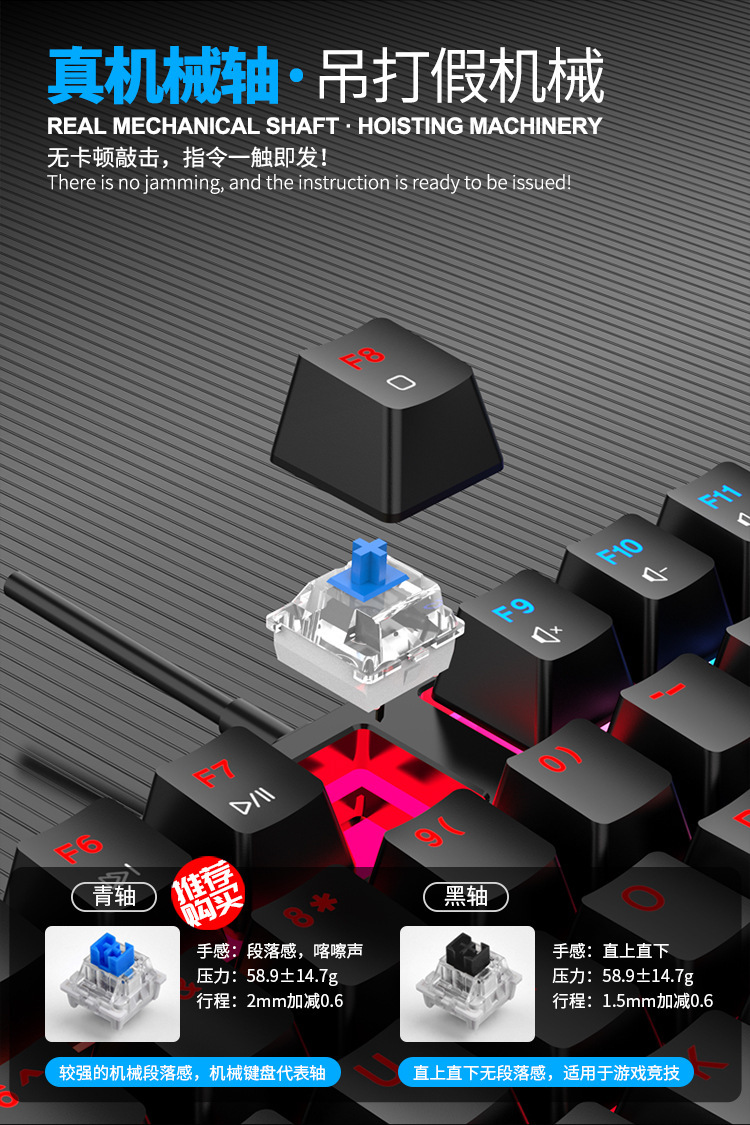 In-stock game peripheral mouse and keyboard with light macro definition, game mouse, mechanical feel, game keyboard set pic 3