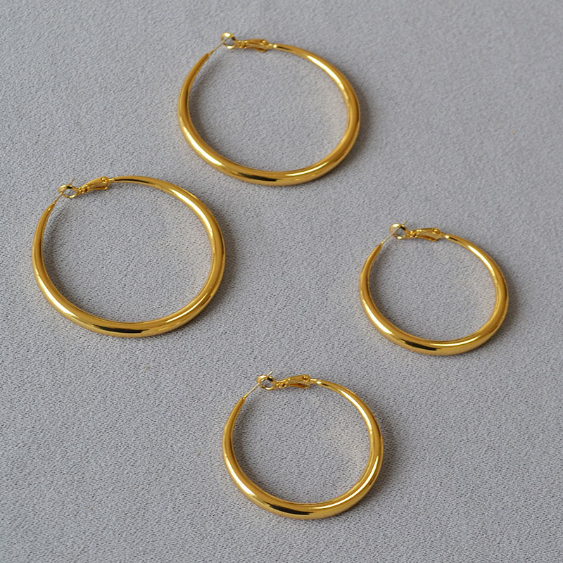 港风圆环耳圈素圈925银针气质通勤百搭高级感耳饰女oversize耳坠详情4