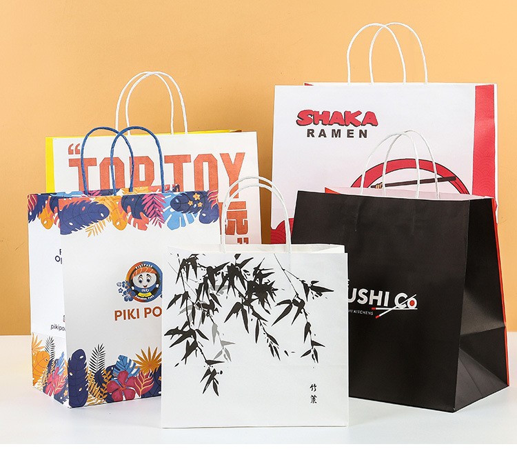 牛皮纸袋手提袋现货加厚定制外卖袋收纳打包袋礼品包装袋加印logo详情19