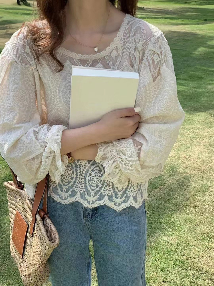 蕾丝衬衫女装早春秋2025年新款雪纺宽松洋气时尚小衫长袖上衣百搭详情5