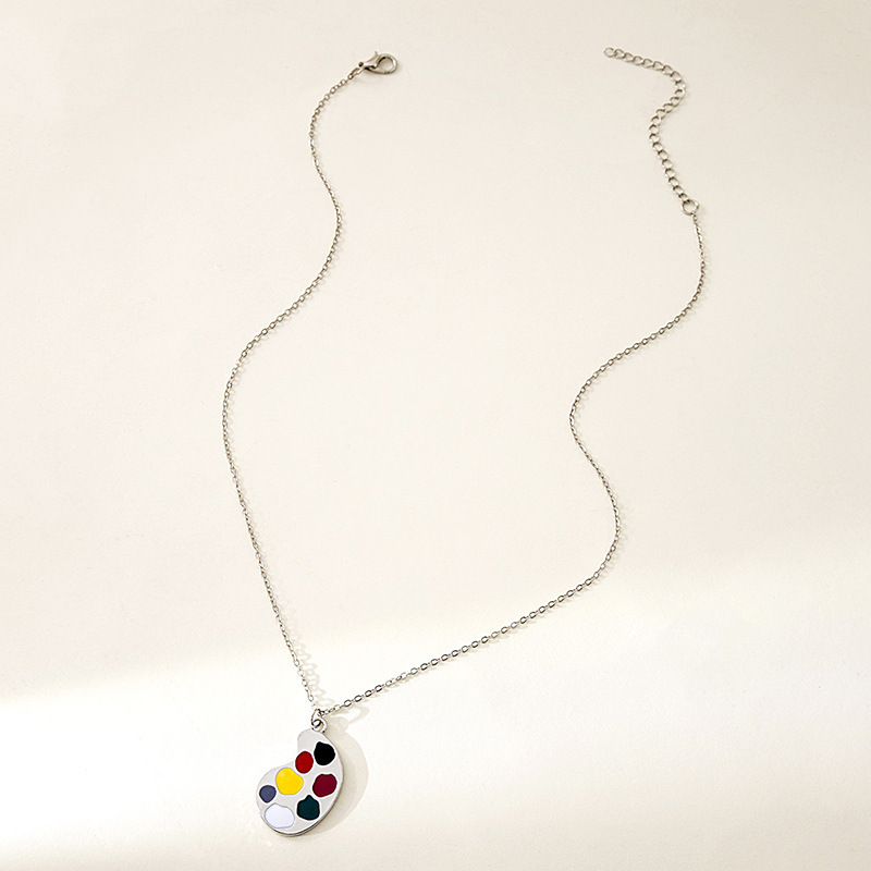 银针设计感个性趣味画笔画板耳环项链 ins复古文艺气质不对称耳钉详情24