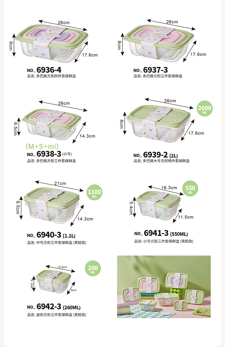 多巴胺保鲜盒厨房家用塑料食品级水果密封冷冻冰箱收纳盒便携饭盒详情2