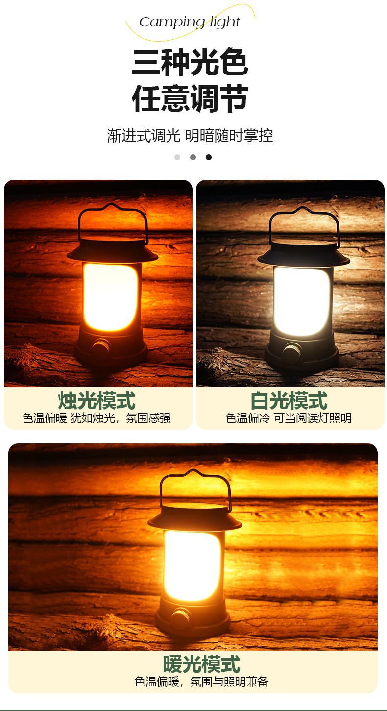 Cross-border multi-functional retro LED rechargeable lighting camping atmosphere tent lamp outdoor solar portable camping lamp pic 16