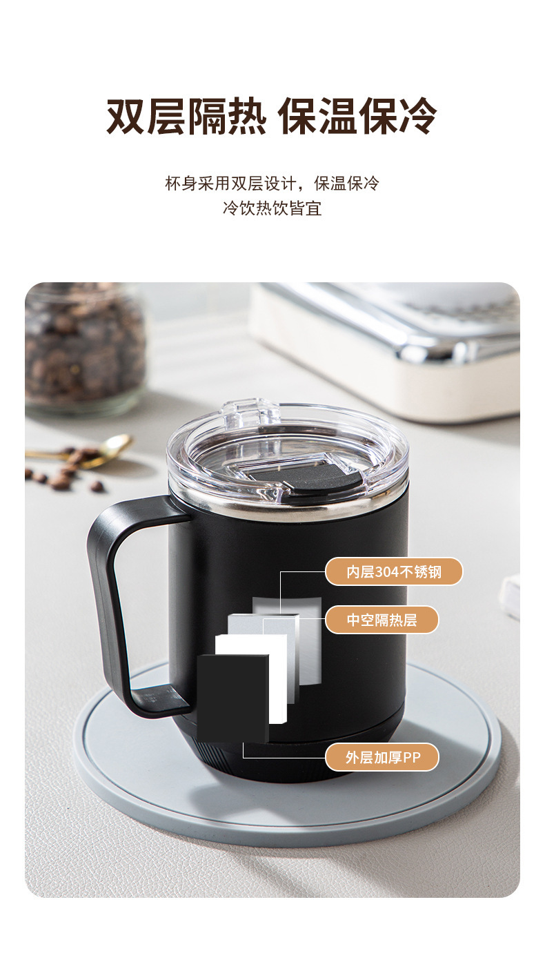 304 stainless steel mugs, high appearance level, household covered cups, couple water cups, coffee cups, covered straw sets pic 6