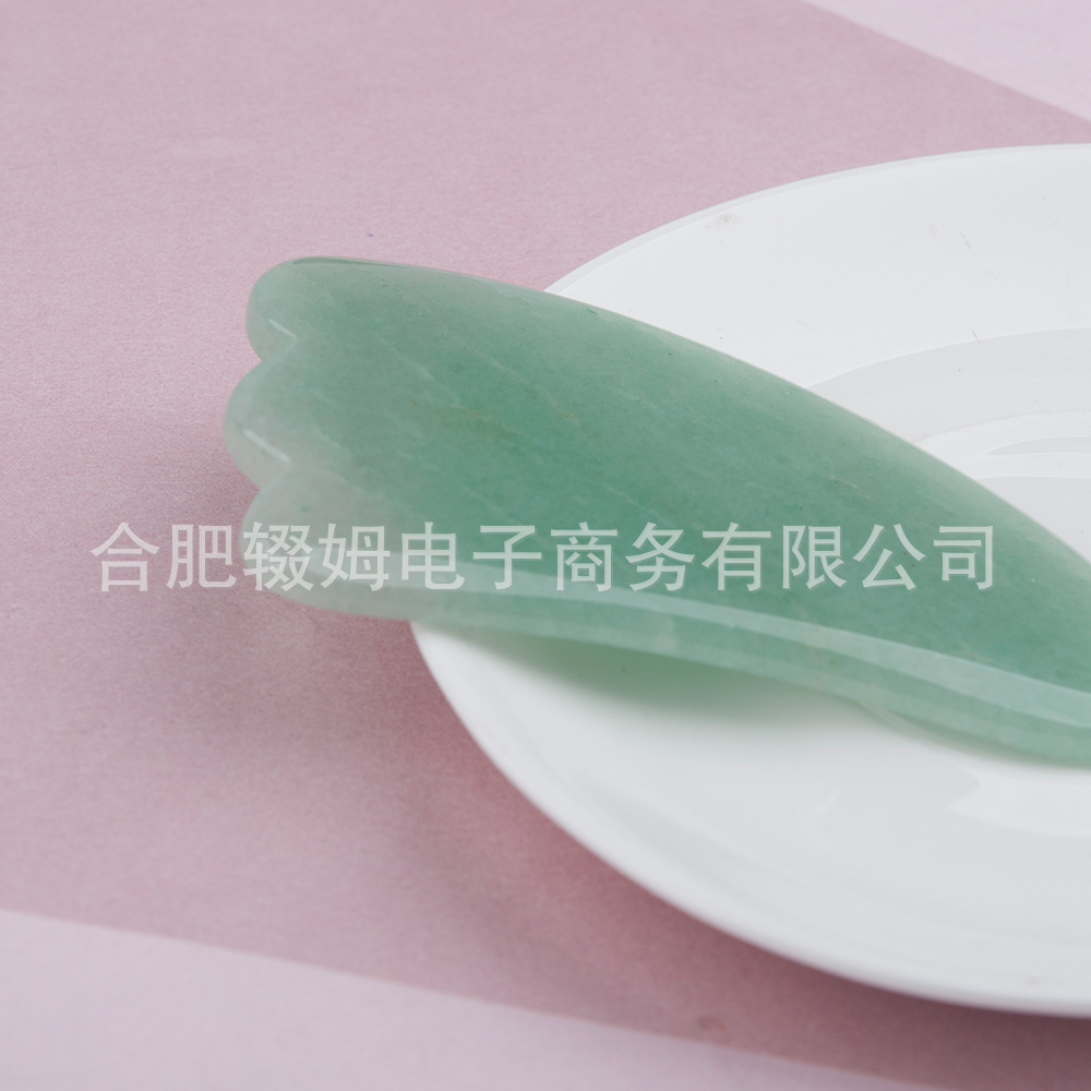 厂家天然粉晶东陵玉石羊角刮痧片脸部按摩淋巴排美容化妆拨筋片详情8