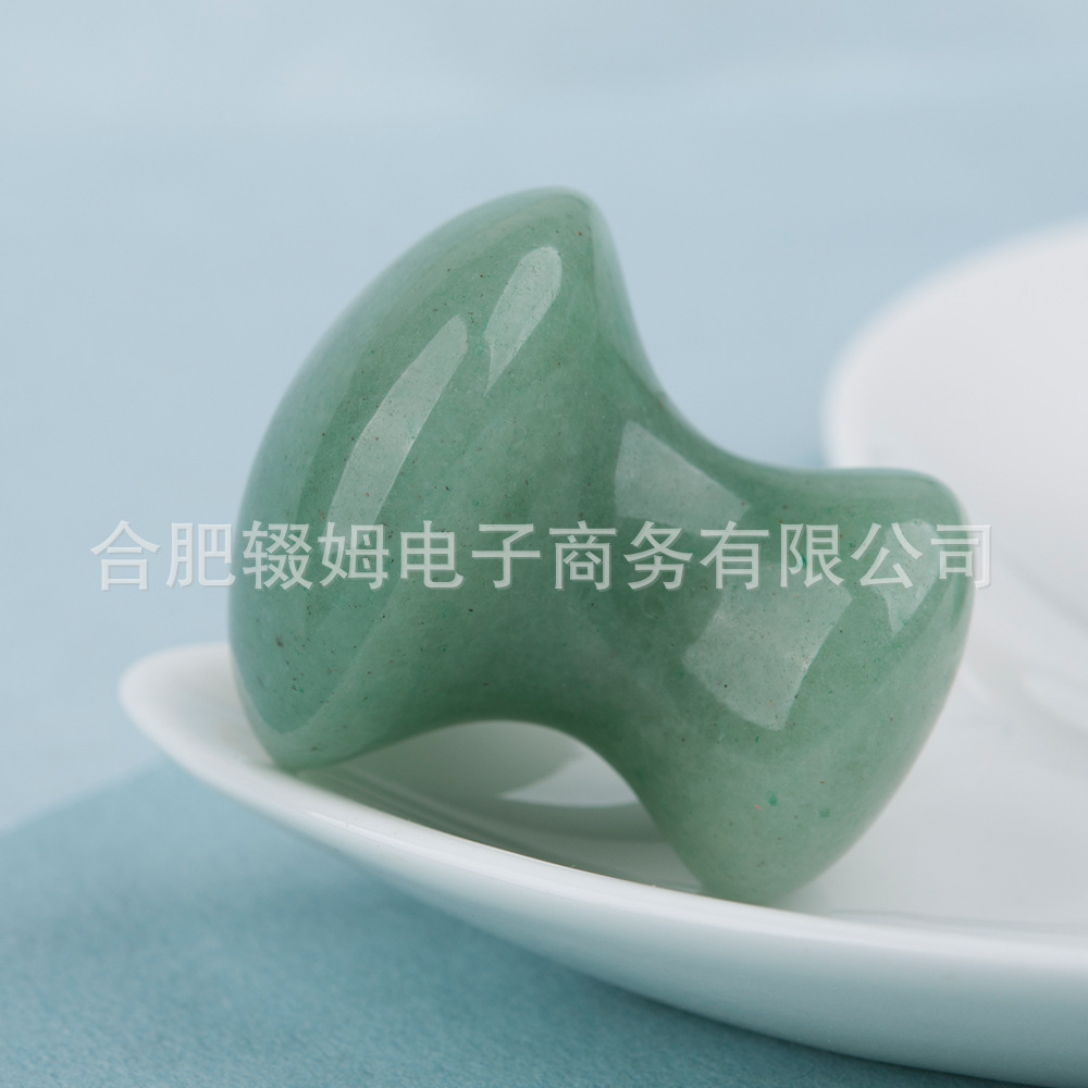 天然粉晶东陵绿玉石蘑菇头面部脸部颈部美容冷热敷按摩石刮痧板详情10