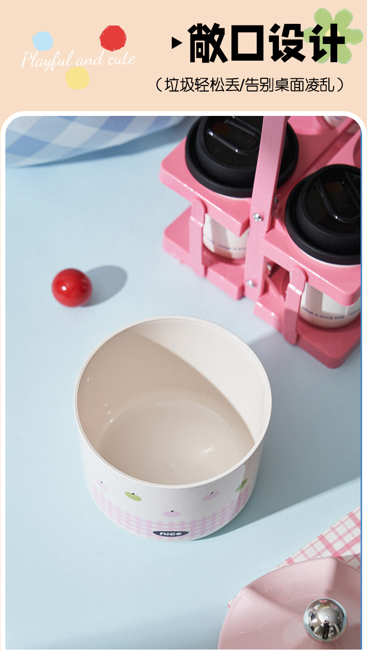 多功能收纳桶宿舍客厅办公室带盖桌面垃圾桶高颜值波点杂物收纳桶详情6