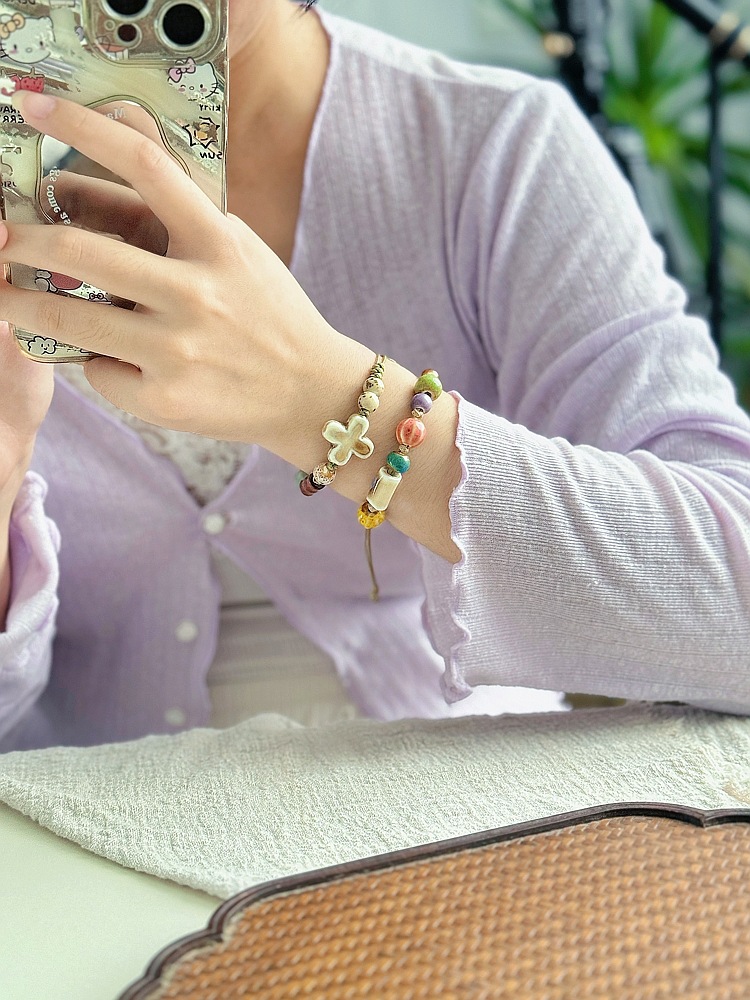 景德镇陶瓷手链民族风女古风编织手绳礼物学生森系文艺新中式饰品详情5