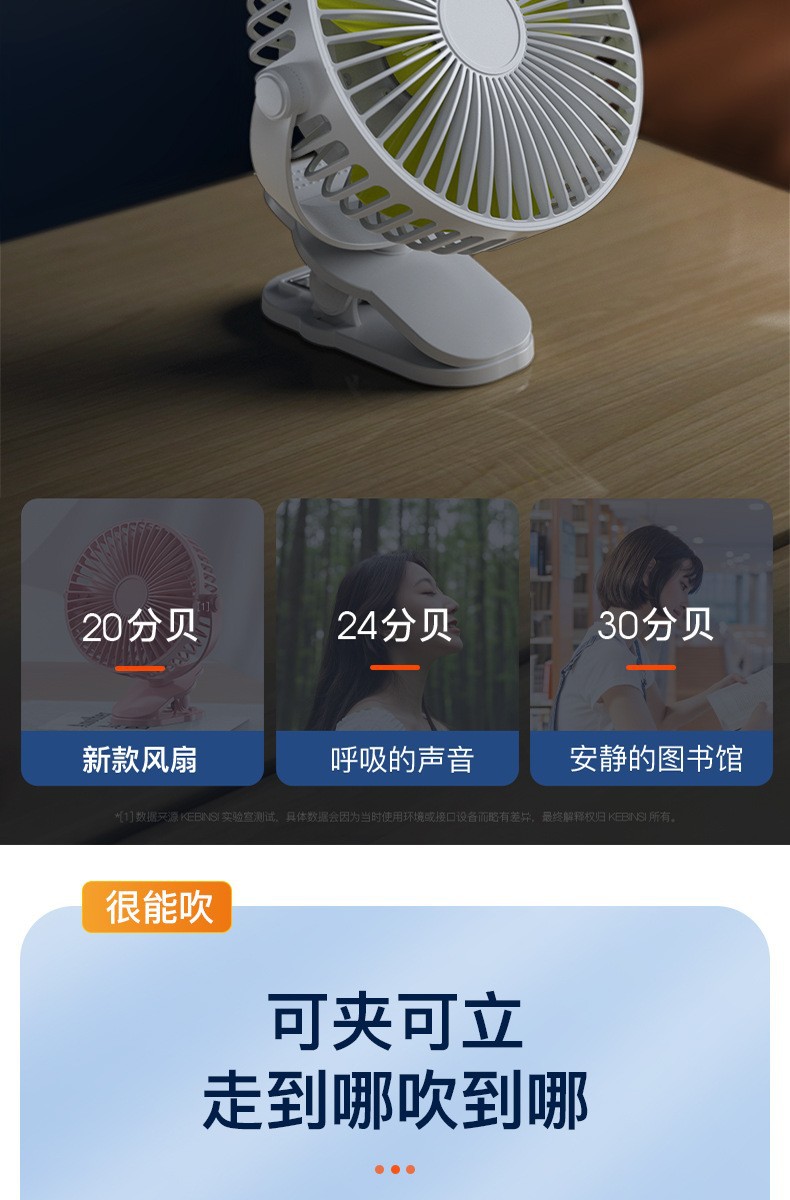 USB风扇大风力迷你便携式6寸超静音无刷桌面小电风扇 夹子式USB小风扇跨境批发风力强劲便携迷你风扇详情12