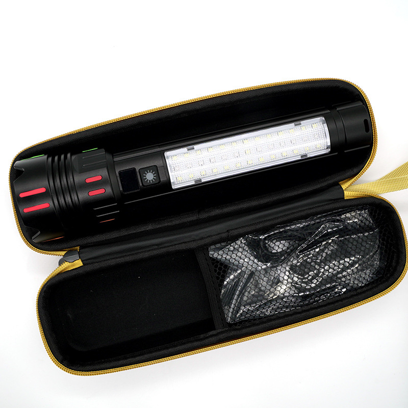 新款白激光手电筒荧光彩条带侧灯Type-C充电带输出数显警示手电筒详情8