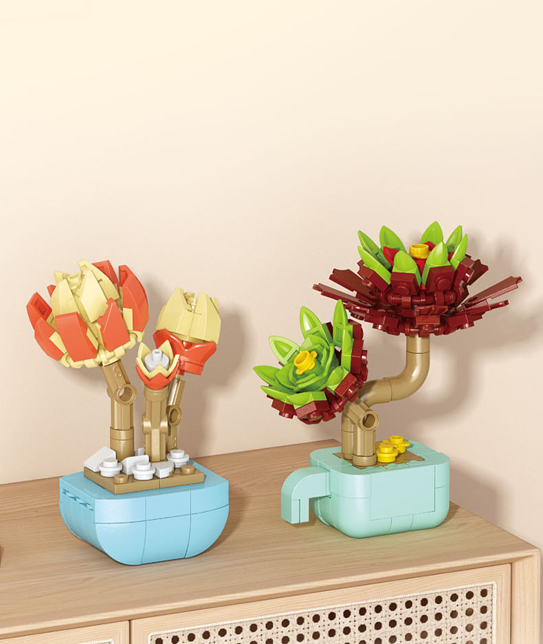 Succulent small particle building blocks compatible with Lego assembly building blocks, flower plant potted plant ornaments, gift for girls pic 39