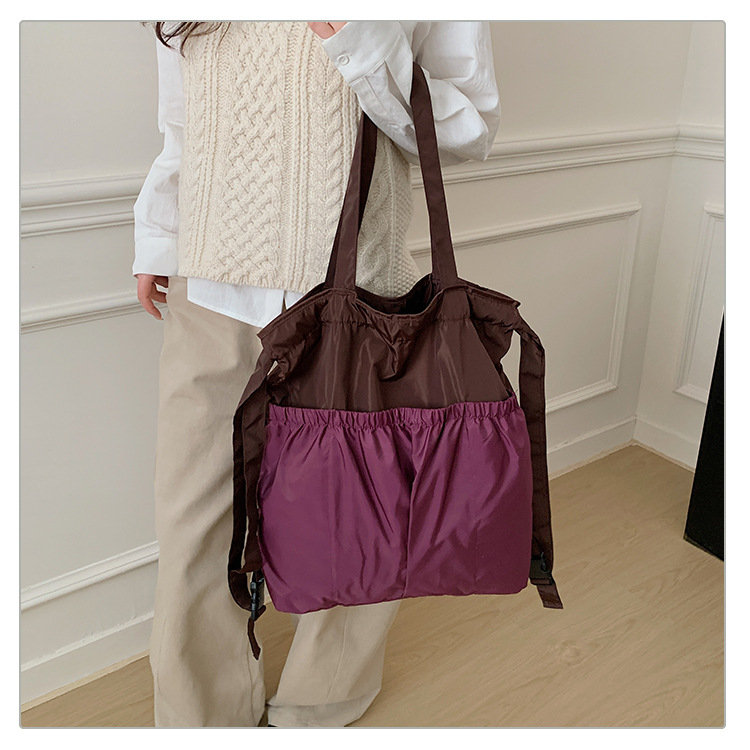 新款单肩包托特双肩折叠包手提简约通勤大容量时尚便携详情19