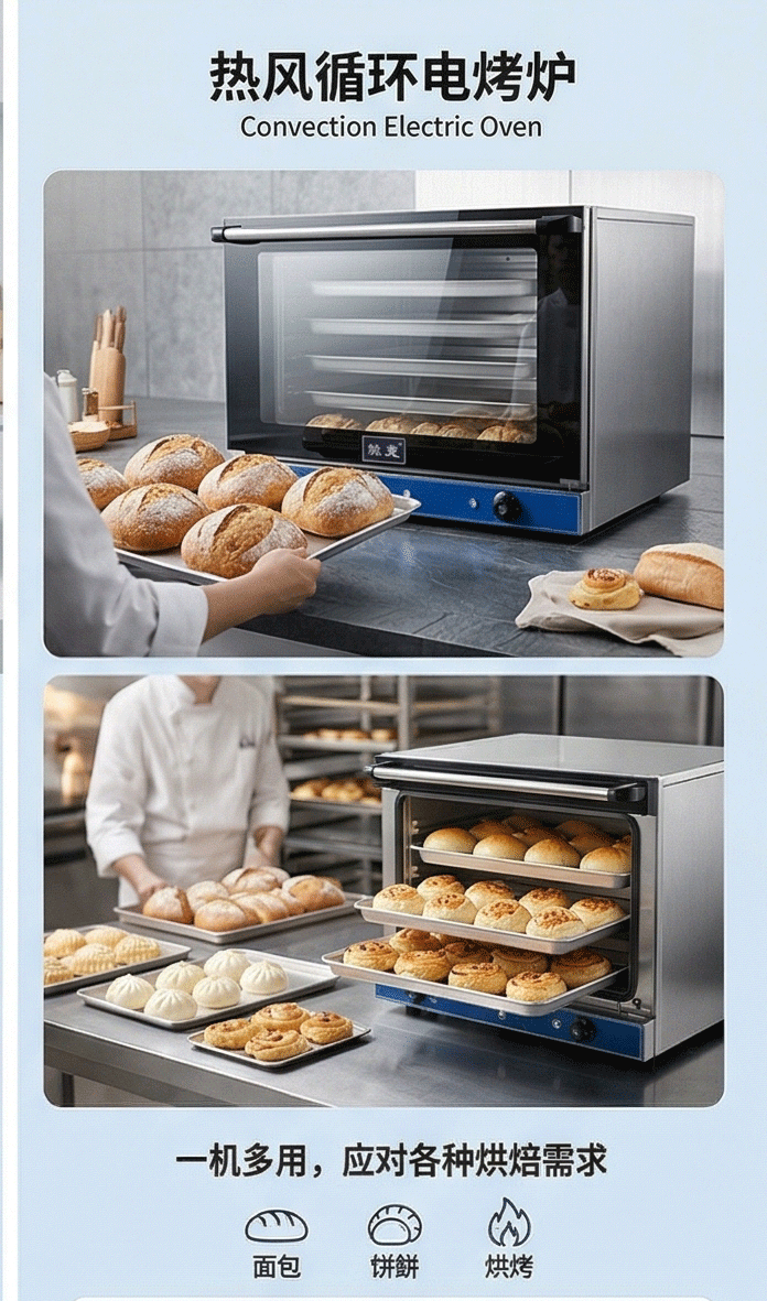 Kaiping commercial kitchen baking electric oven, timed multi-functional, fully transparent hot air circulation oven for baking cakes and egg tarts pic 4