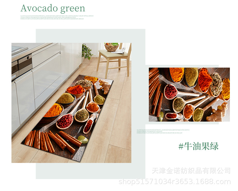 Amazon Nordic minimalist kitchen floor mat, water-absorbing and oil-absorbing two-piece set, kitchenware, seasonings, bathroom door mat and carpet pic 7