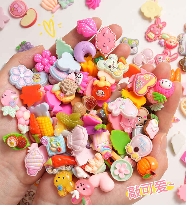 树脂配件卡通色系随机混款diy奶油胶手机壳贴片发饰水杯装饰材料详情10