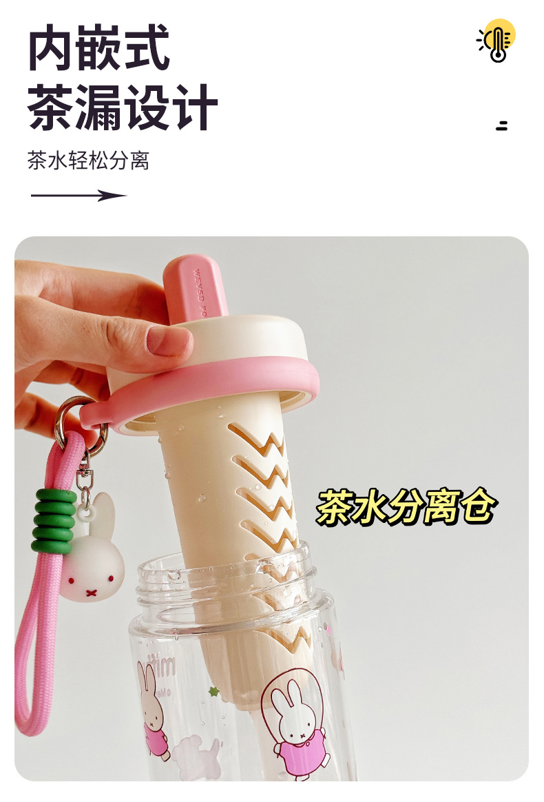 米菲缤纷夏日吸管杯茶水分离可爱卡通杯子女生高颜值夏季儿童水杯详情7