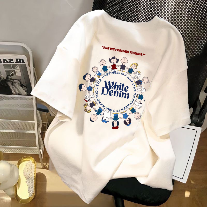 爆款韩版卡通史努比短袖T恤男女同款情侣装百搭潮流帅气上衣服潮t详情12