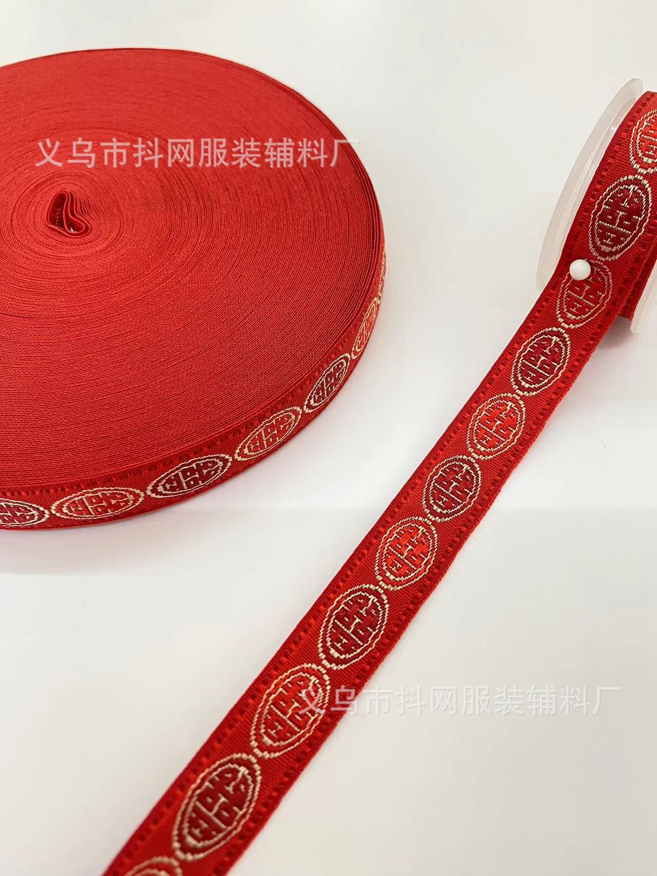 1.0-1.7厘米大红色中国风喜庆织带蝴蝶结少数民族服装辅料批发详情65
