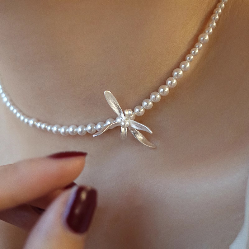 925 sterling silver Shijia Pearl Orchid Necklace for women, simple chocker, elegant and high-end, short necklace 7131A pic 6