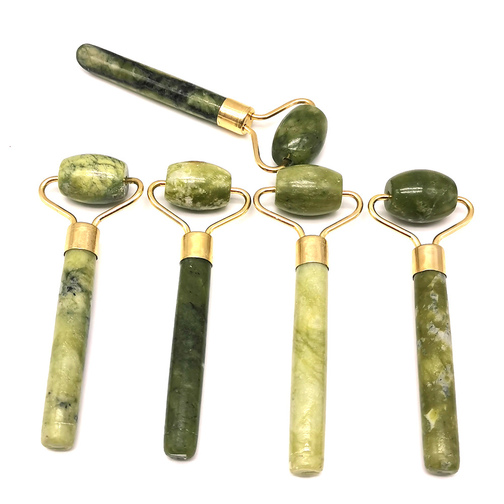 天然玉石美容器单小头绿凤玉滚轮面部脸部按摩美工具岫岩玉厂家详情4