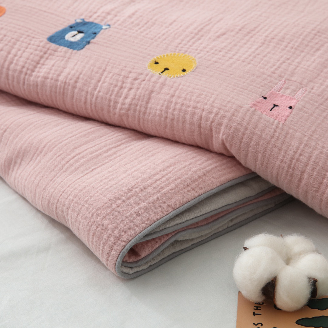 Summer pure cotton double-layer gauze air-conditioned quilt for newborns, washed and embroidered baby summer quilt pic 25