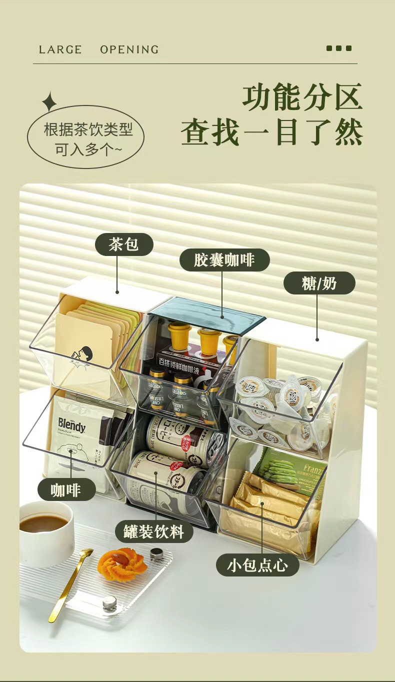 茶包收纳盒咖啡胶囊整理置物架亚克力办公桌面茶水间代发跨境货源详情5