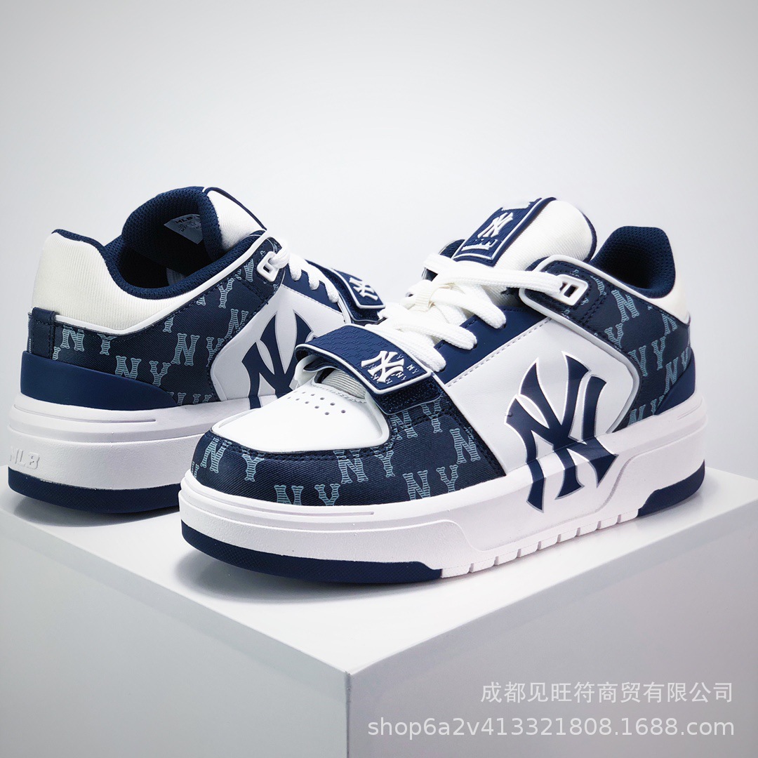 莆田纯原mlb老爹鞋学长鞋中帮NY大标洋基队厚底增高鞋6CM男女鞋详情2