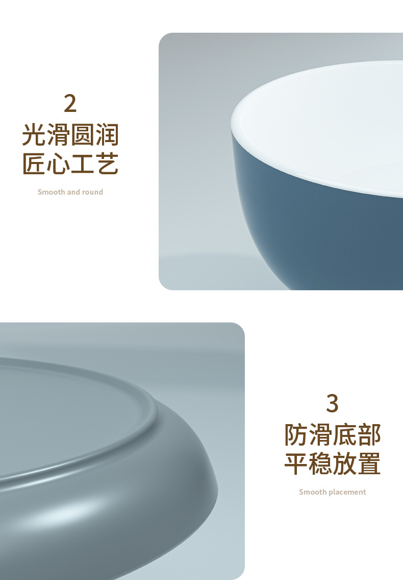 Customized two-color melamine tableware set, dinner plates, saucers, small plates, rice bowls, noodle bowls, soup bowls, fast food pic 13
