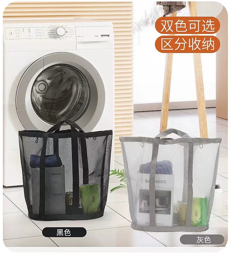 源头工厂脏衣篮大容量尼龙网浴室便捷式可折叠脏衣服洗衣篓壁挂式详情4