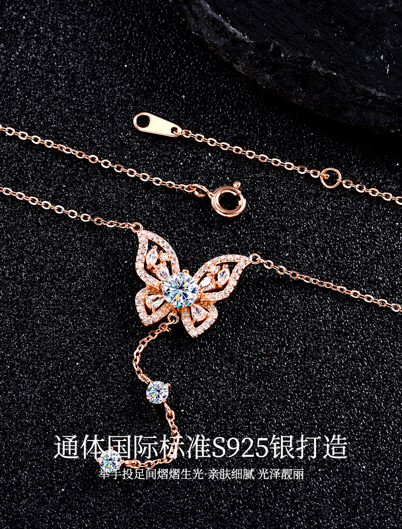s925 sterling silver butterfly tassel Moissan collarbone chain, a niche and high-end, versatile accessory necklace, exuding a sense of sophistication for autumn and winter pic 9