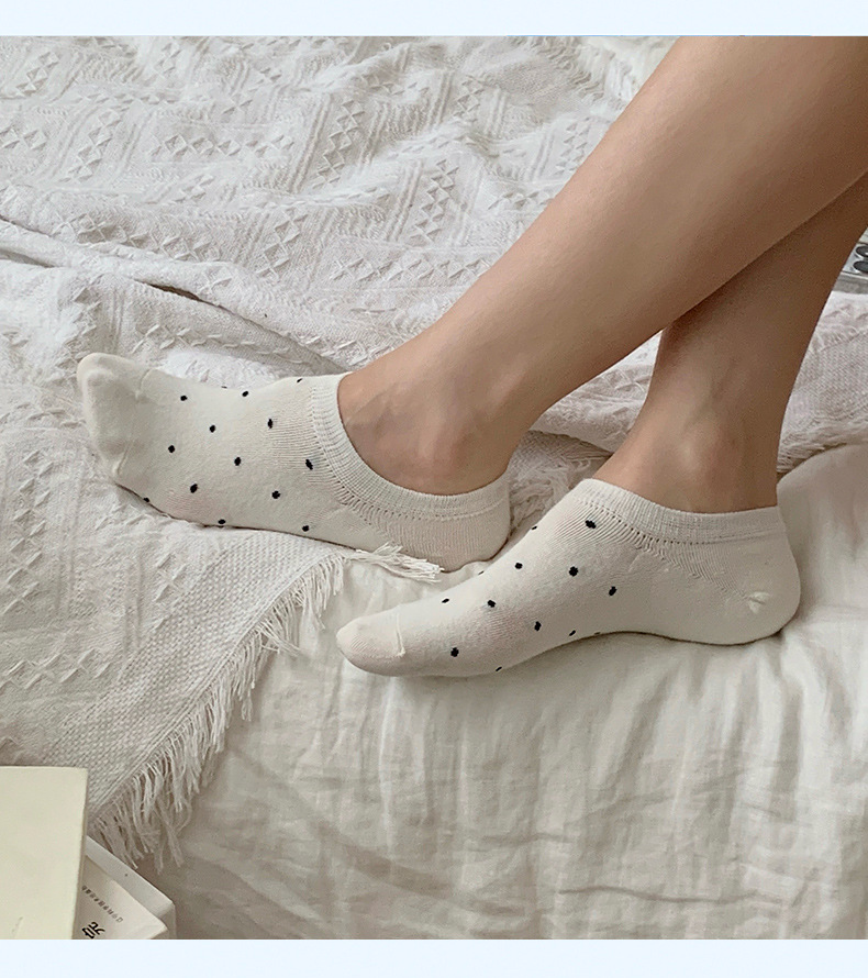 春夏季浅口船袜波点ins日系袜子女纯色圆点不掉跟隐形女短袜批发详情13