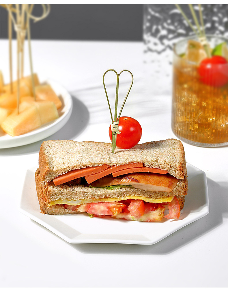 Disposable fruit skewers, creative art flower skewers, cute bamboo skewers, hamburger fruit toothpicks, cocktail accessories, commercial use pic 11