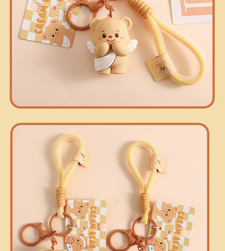 原创卡通黄油小熊汽车钥匙扣公仔创意可爱包包挂件情侣小礼品批发详情9