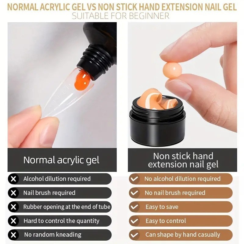 Cross-border bestsellers: Solid non-stick hand-kneading glue, nail art engraving shaping glue, phototherapy extension glue, gummy glue, nail polish glue pic 10
