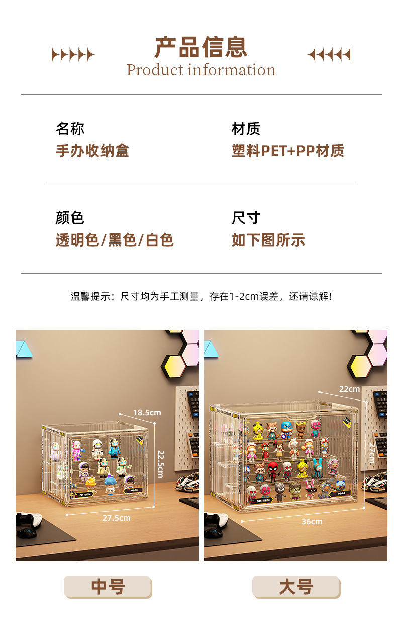 盲盒手办亚克力展示柜防尘泡泡玛特乐高积木展示架收纳塑料收纳盒详情6