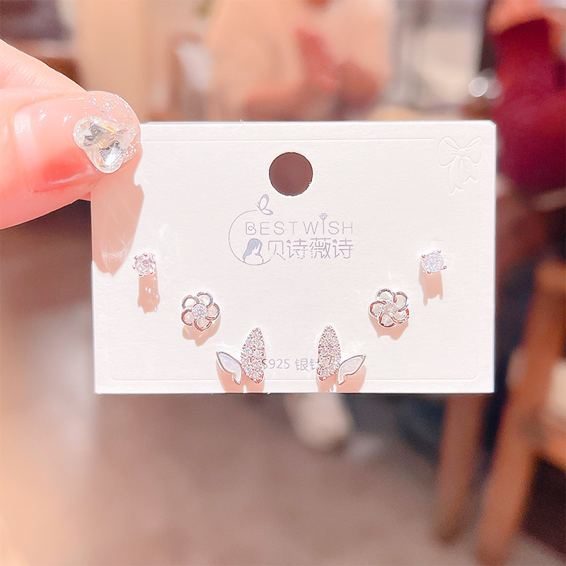 高品质感s925银针锆石6件套装小耳钉 女韩版简约气质三对耳钉批发详情29