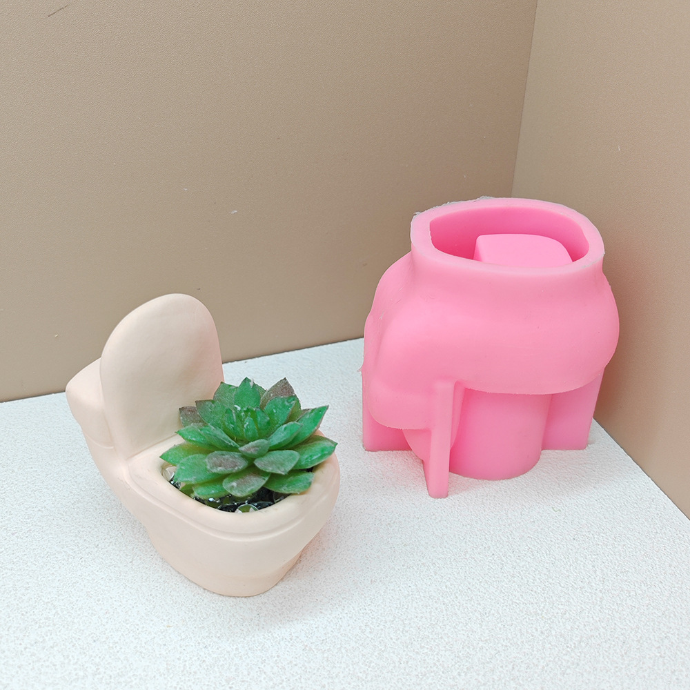 diy silicone molds for creative toilet flowerpots, scented candles, gypsum epoxy resin, cement toilets, and succulent flowerpots pic 5