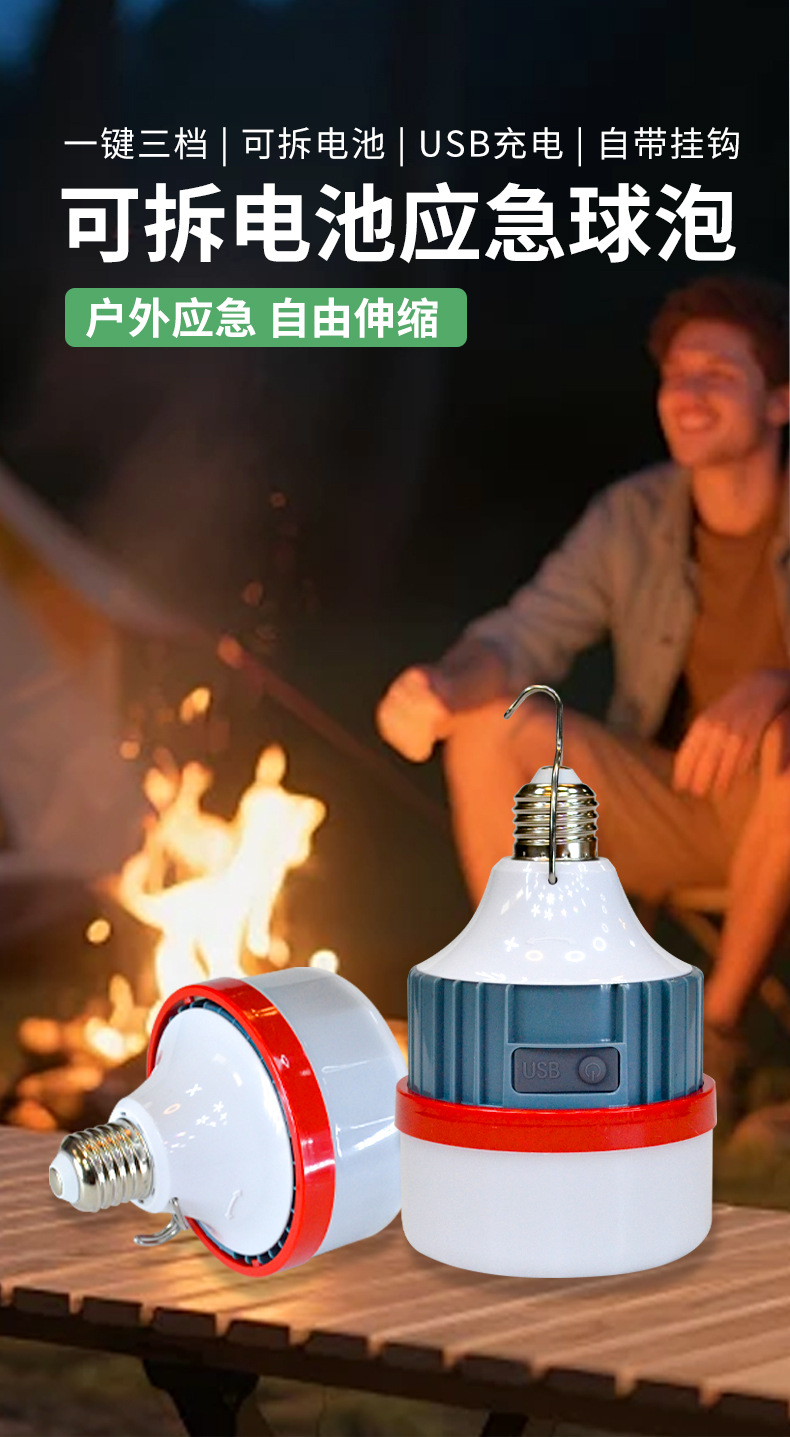 led emergency bulbs in stock for wholesale, street stall night market lights, e27 three-proof energy-saving lamps, screw-top led plastic bulb lamps pic 3