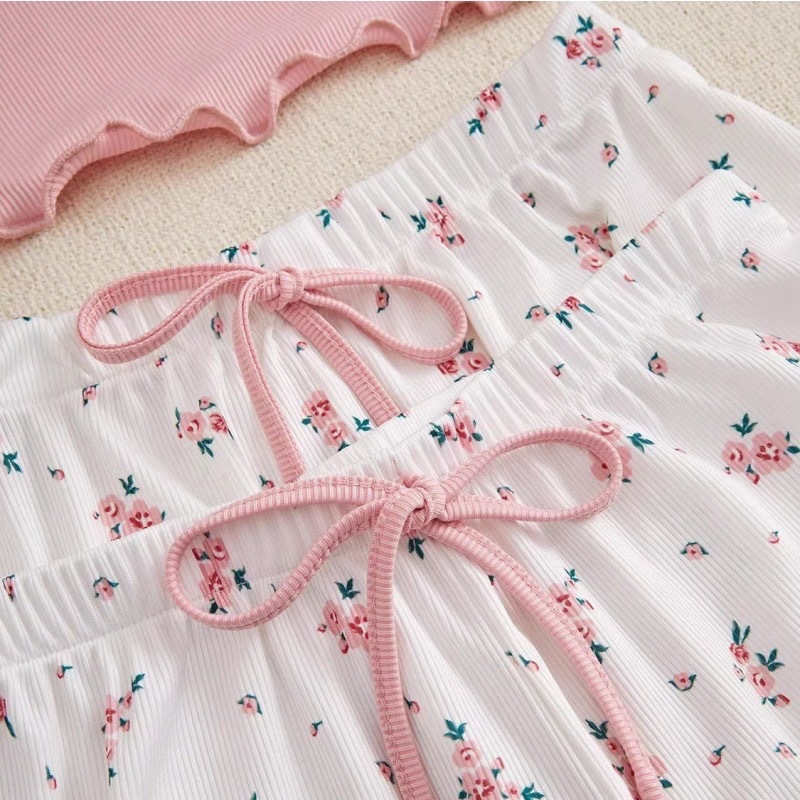 爱心睡衣女春夏季甜美可爱三件套高级感棉吊带短裤长裤性感家居服详情9