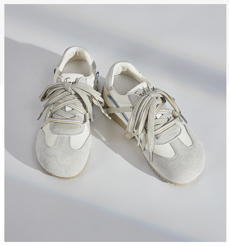 复古真皮德训鞋女2025秋季新款鞋子女双色鞋带歪头运动鞋休闲女鞋详情34