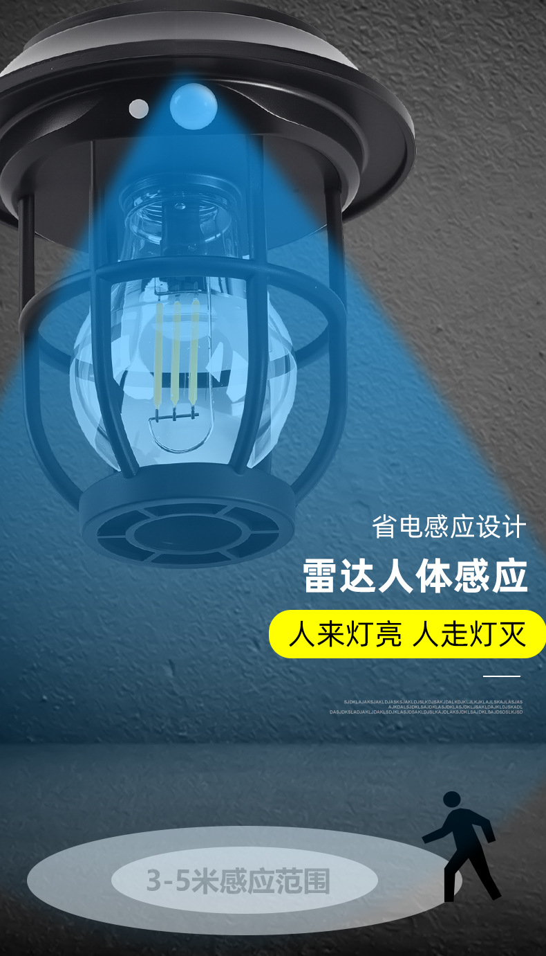 Cross-border solar wall lamps, outdoor waterproof retro garden lamps, outdoor garden atmosphere lamps, decorative lamps, hanging wall lamps pic 9