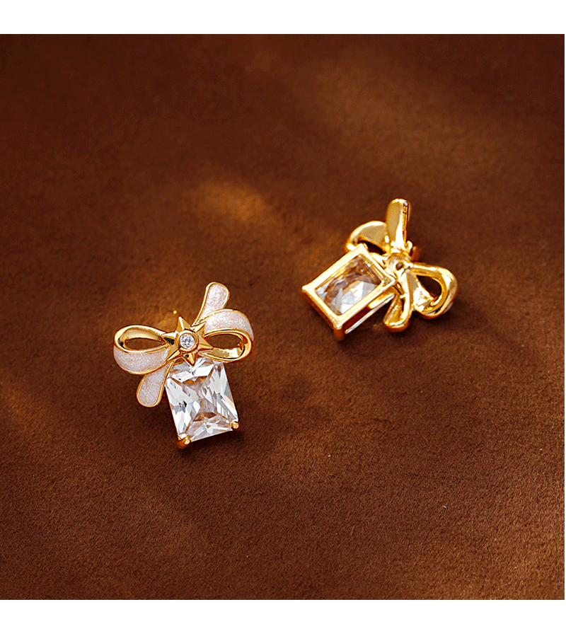 Hyacinto moda luz extravagancia superflash geometría circonitas pendientes esmalte goteado aceite blanco nacarado arco orejas 2025 nuevo tidal pic 5