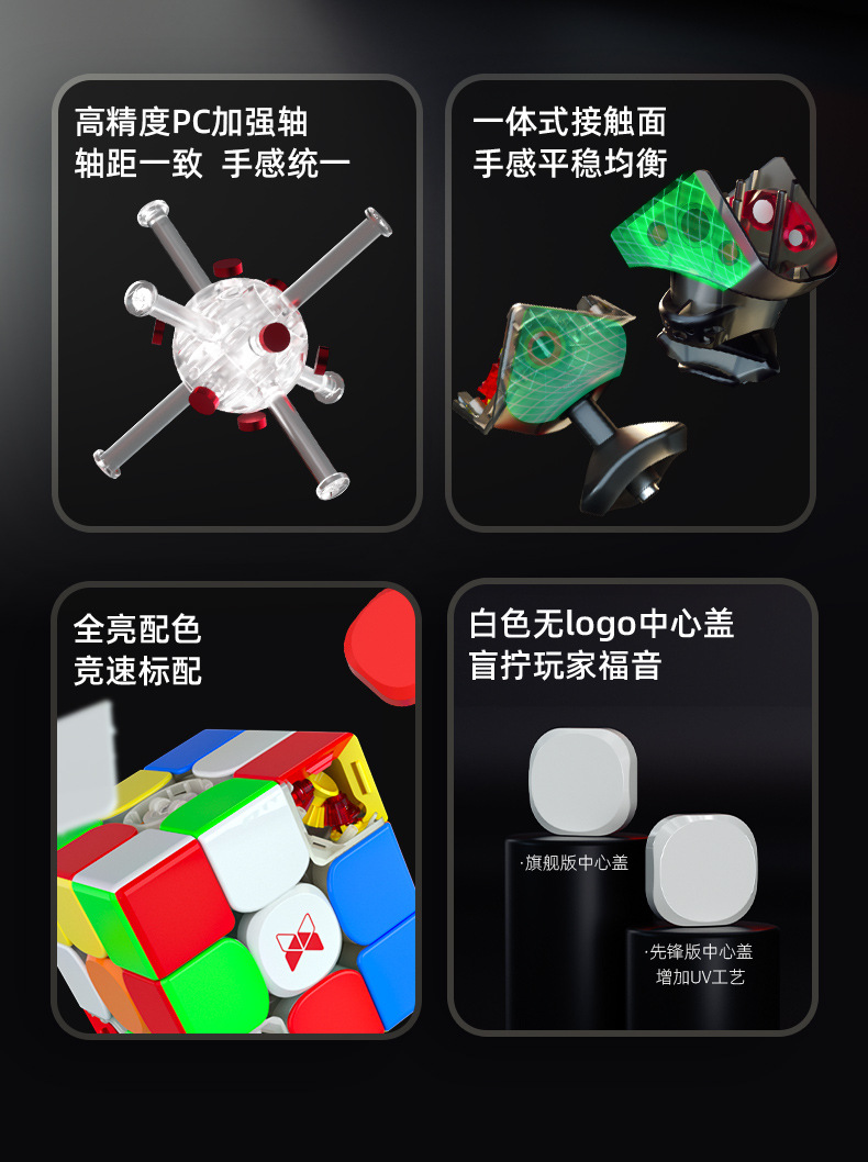 奇艺魔方风四代新升级旗舰款先锋uv款三阶磁力竞速比赛高端品批发详情12
