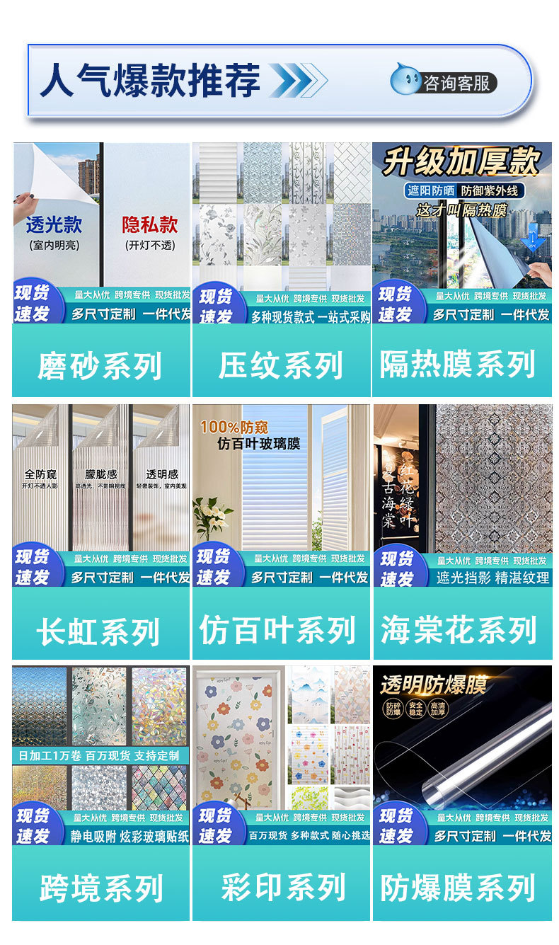批发窗户防晒隔热膜办公室加厚遮光太阳膜客厅遮阳防窥玻璃隔热膜详情1