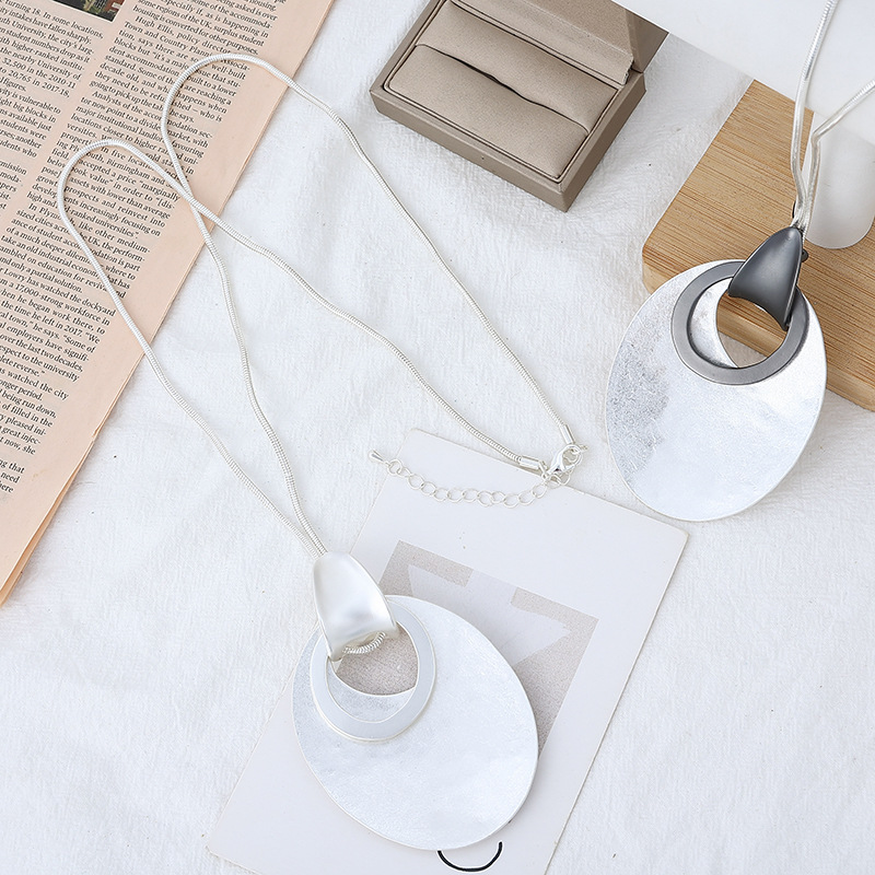 亚马逊爆款跨境外贸欧美复古简约吊坠高级感ins风项链长款毛衣链详情15