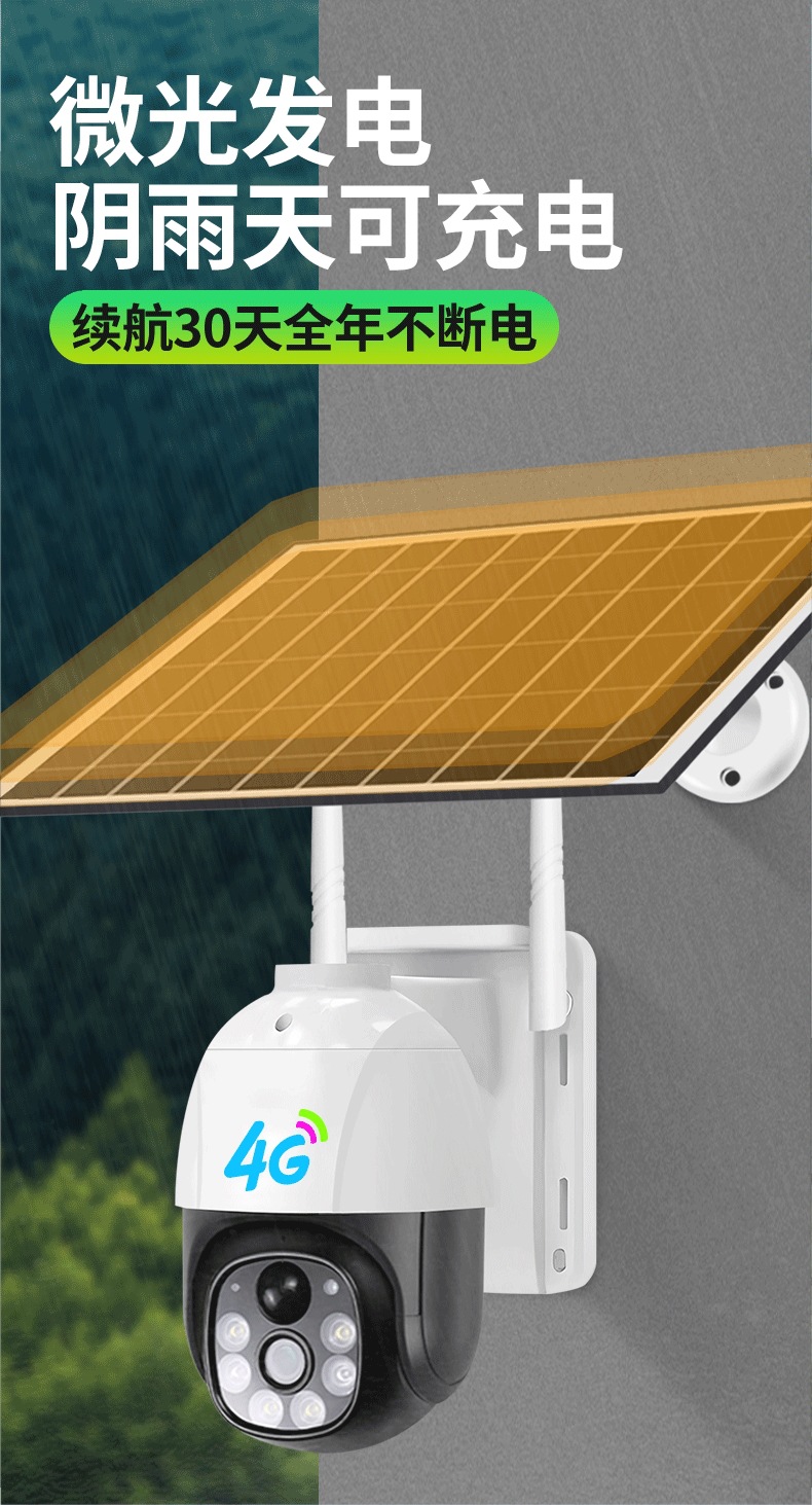 4G太阳能摄像头户外免插电高清智能低功耗球机Solar PT义乌直供详情5