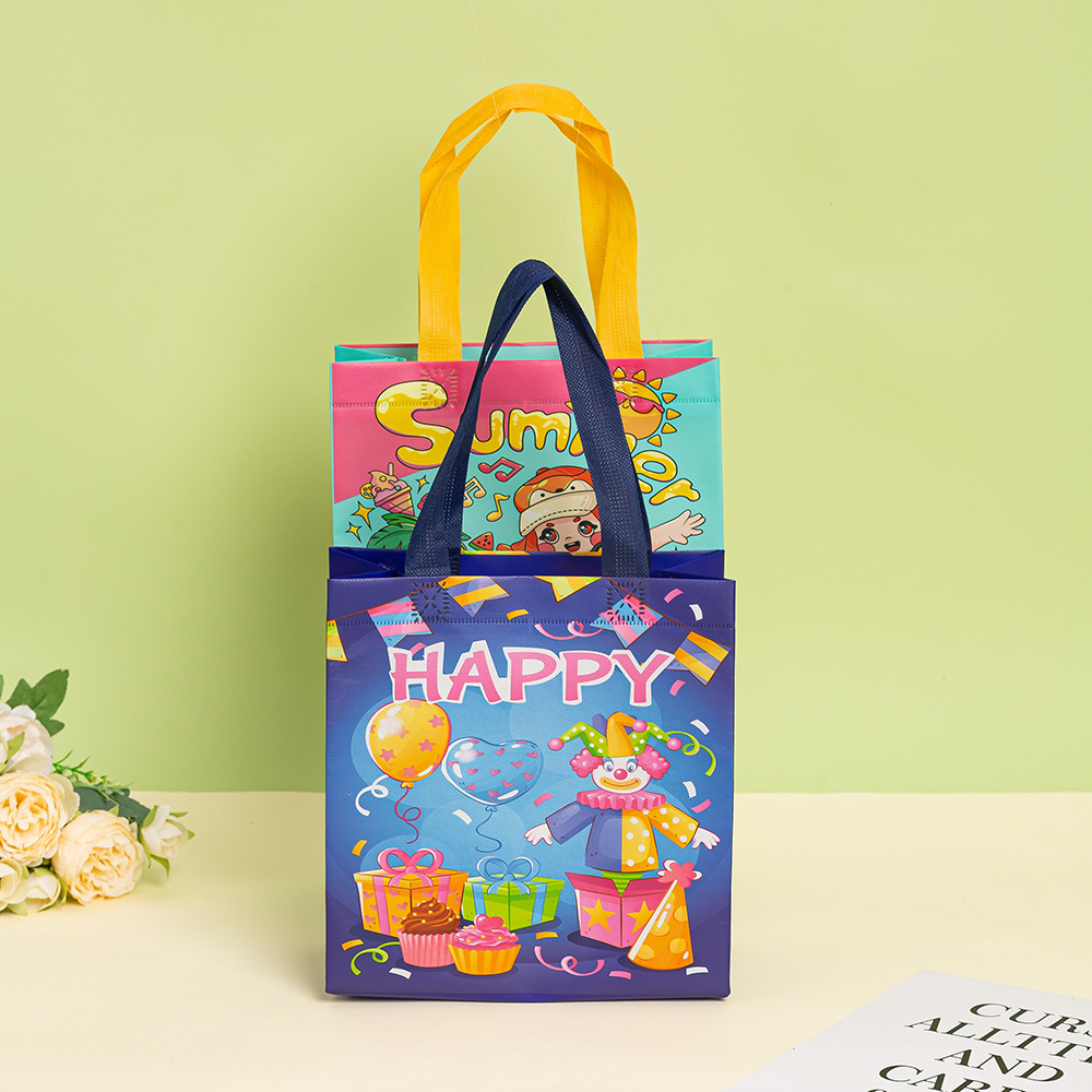 现货批发儿童便携购物袋 可爱卡通覆膜防水无纺布手提袋 伴手礼品袋无纺布袋详情31